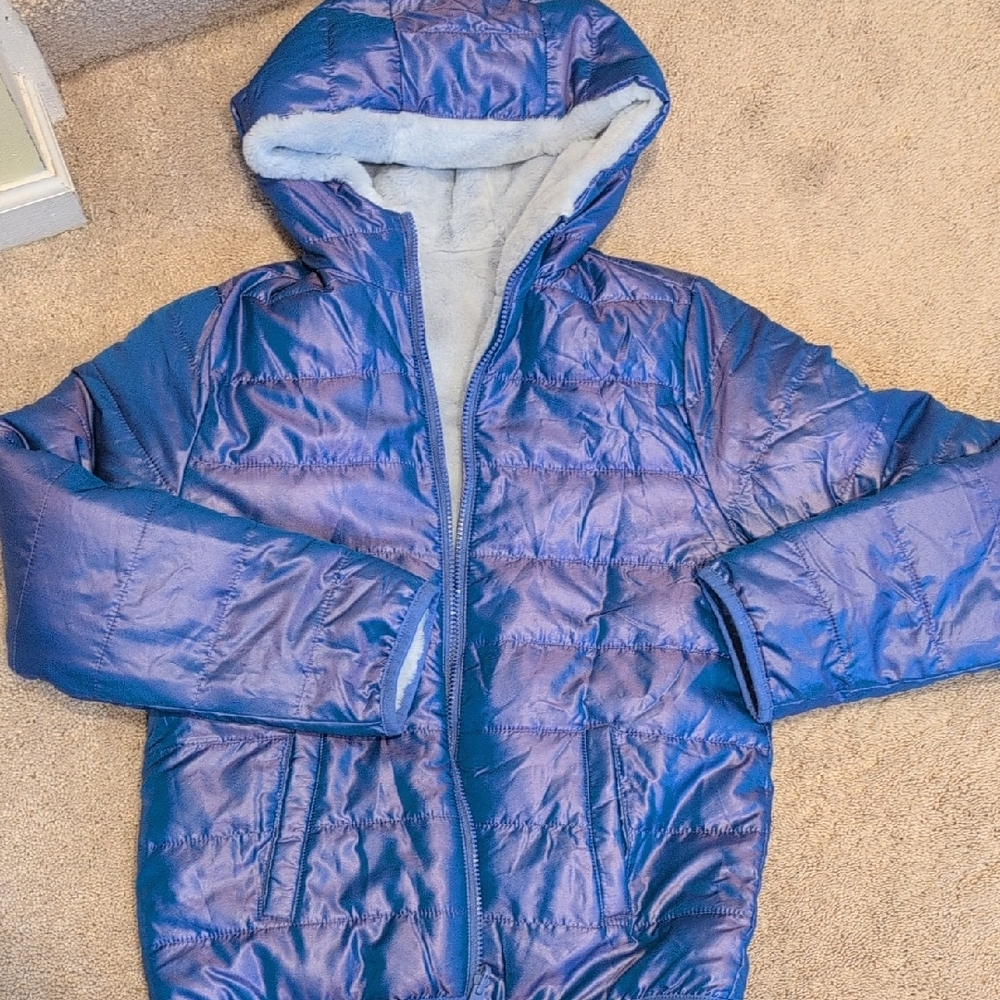 Abercrombie Kid Purple Iridescent Reversible Kids Puffer Jacket